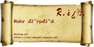 Rohr Árpád névjegykártya
